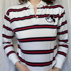 Stripe crop with Mickey Mouse patch